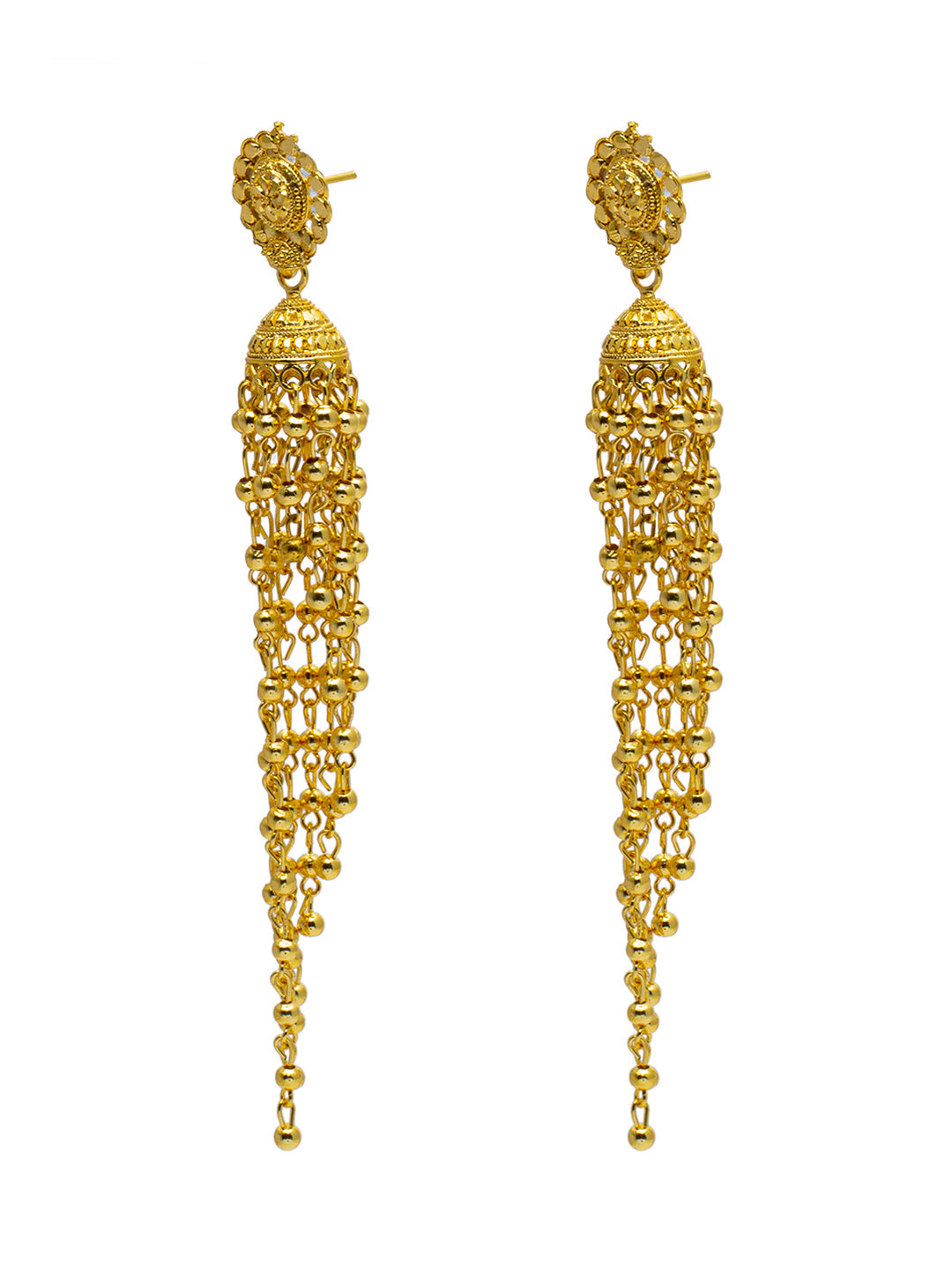 22k Gold Plated Long Earrings Indian Traditional Wedding Jhumki Women  Jewelry | eBay